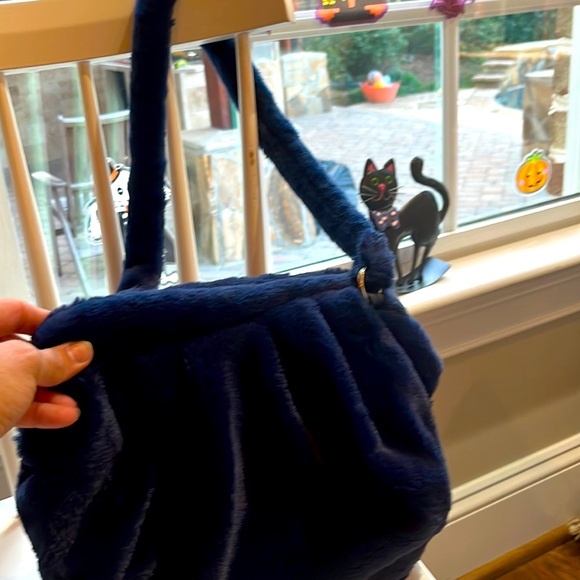 CMD Handbags - CMD Blue Faux Fur Round Regular Open top, boxy inside- super soft outside